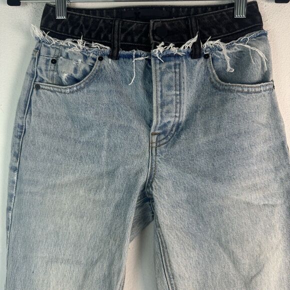 Alexander Wang Women’s Sz 24 Blue and Black Cult Duo Straight Leg Crop Jeans - Picture 4 of 16